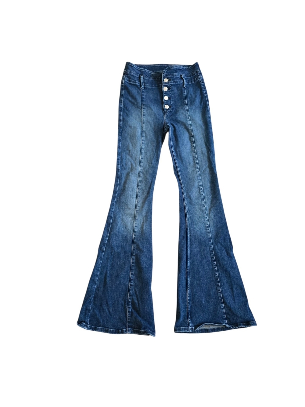 We The Free High-Waist Button-Front Flare Jeans - Blue Size 27